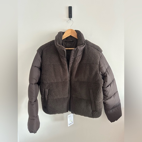 NWT Athleta brown Halo hybrid‎ puffer jacket size medium - Picture 4 of 10